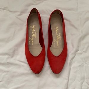 Vintage Ferragamo Red Flats (demi wedge)